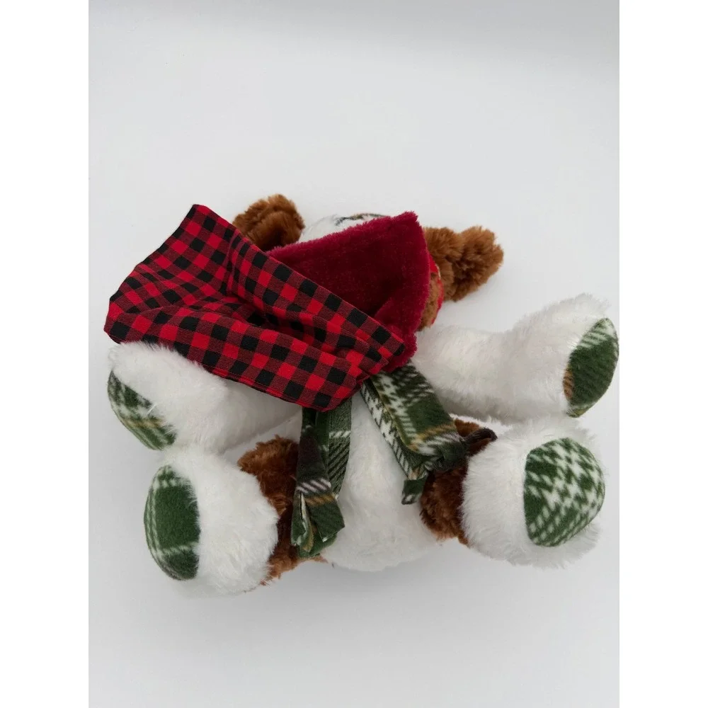GT Gentle Treasures Holiday Plush Puppy Dog Green Plaid Hat Scarf Stuffed Animal